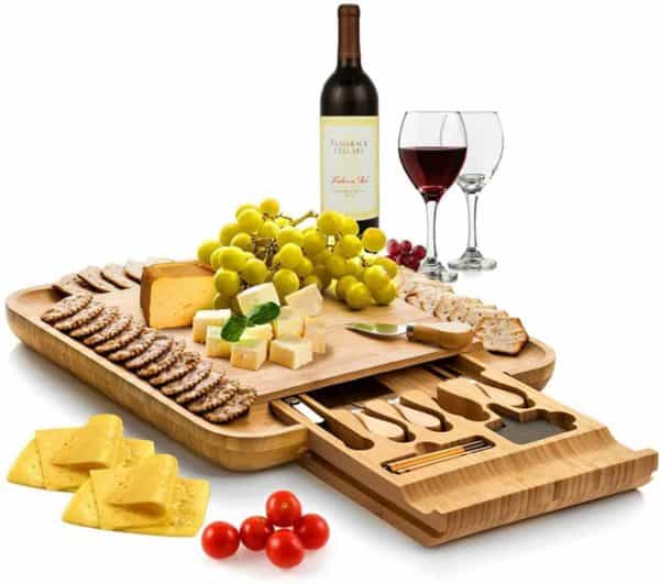 Bamboo Cheese Board with Cutlery Set
