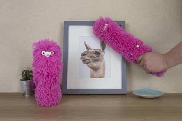Fuzzy Pink Llama Duster