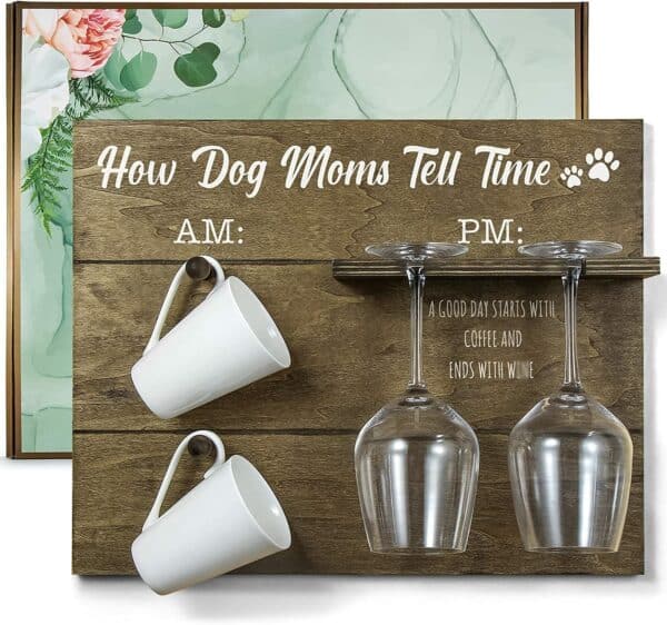Dog Mom Mug and Wine Glass Rack