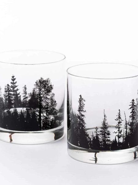 Set of Two Forest Landscape Whiskey Glasses
