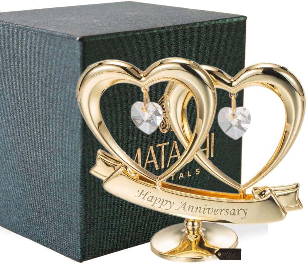 Happy Anniversary Double Heart Figurine Ornament