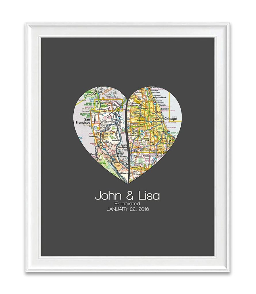 2 Heart Maps Art Print