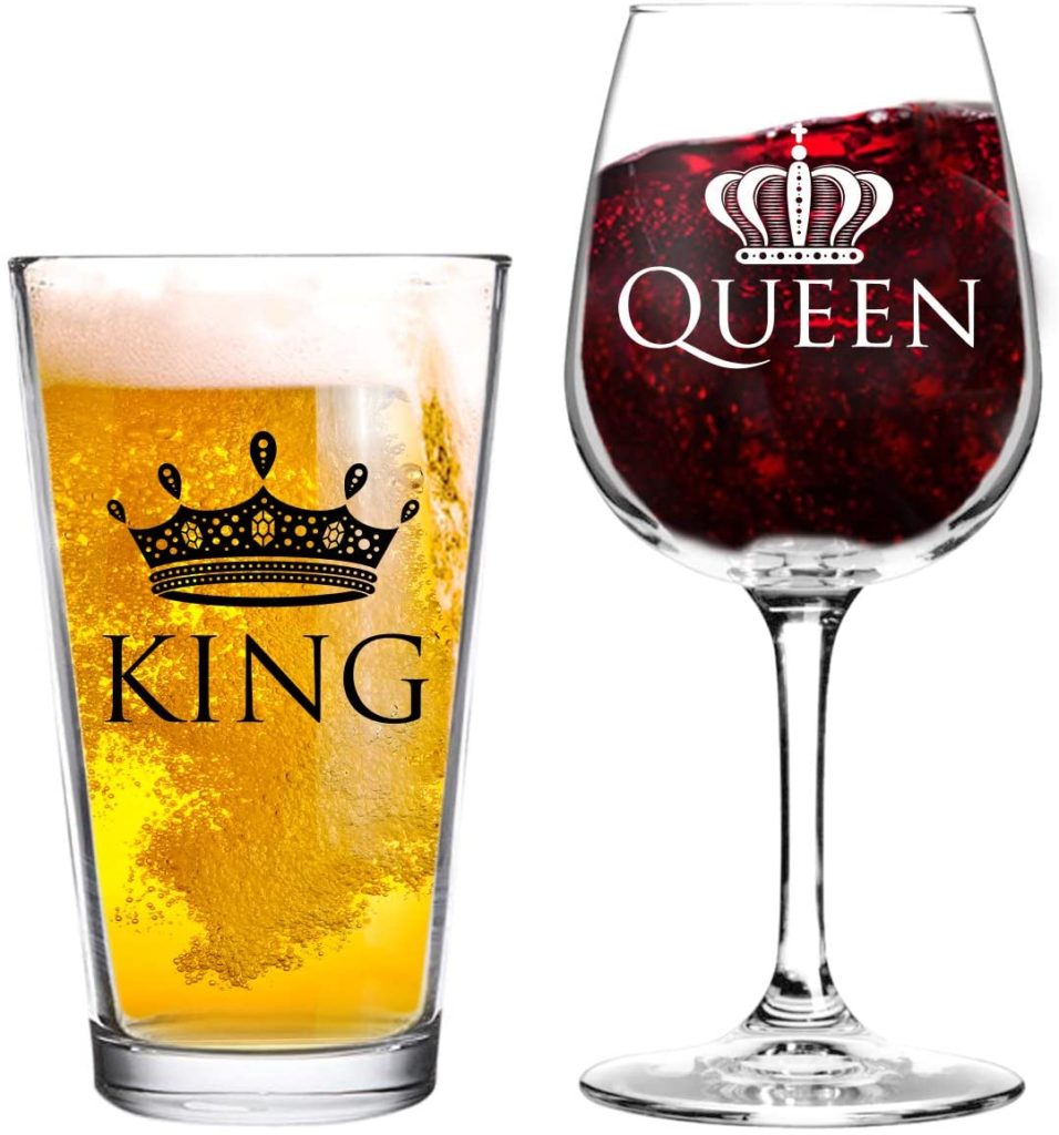 King and Queen Beer and Wine Glass