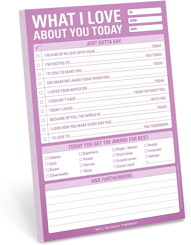 What I Love About You Checklist Note Pad 