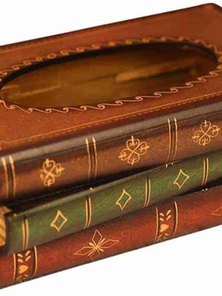 Wooden Antique Book Tissue Holder