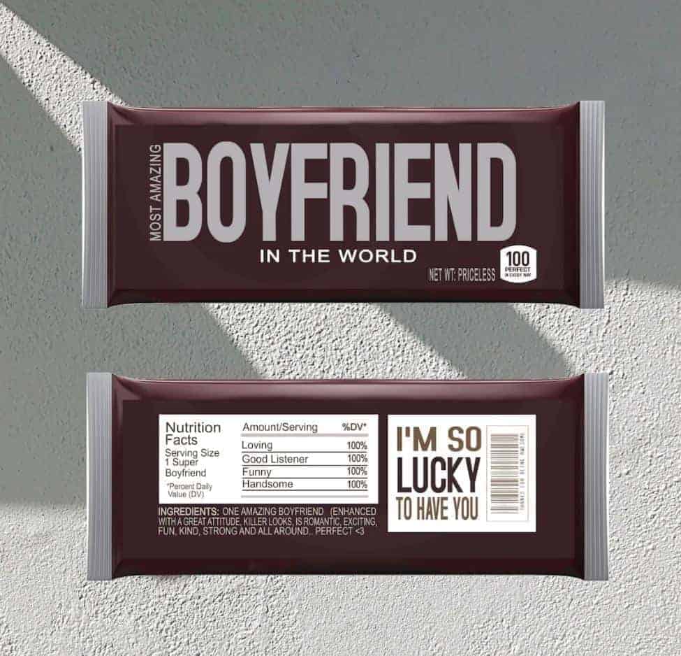 Printable Candy Wrapper Boyfriend Gift