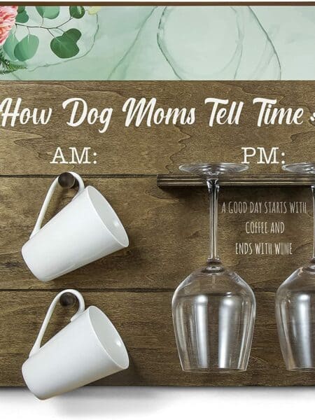 Dog Mom Mug and Wine Glass Rack