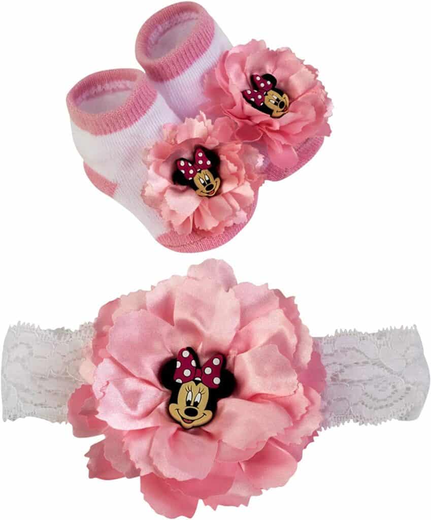 Minnie Mouse Headwrap and Booties Baby Gift Set