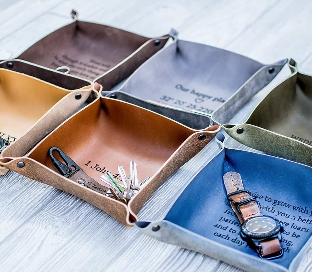 Personalized Leather Valet Tray