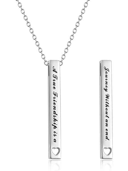 Silver Bar Necklace for Best Friends