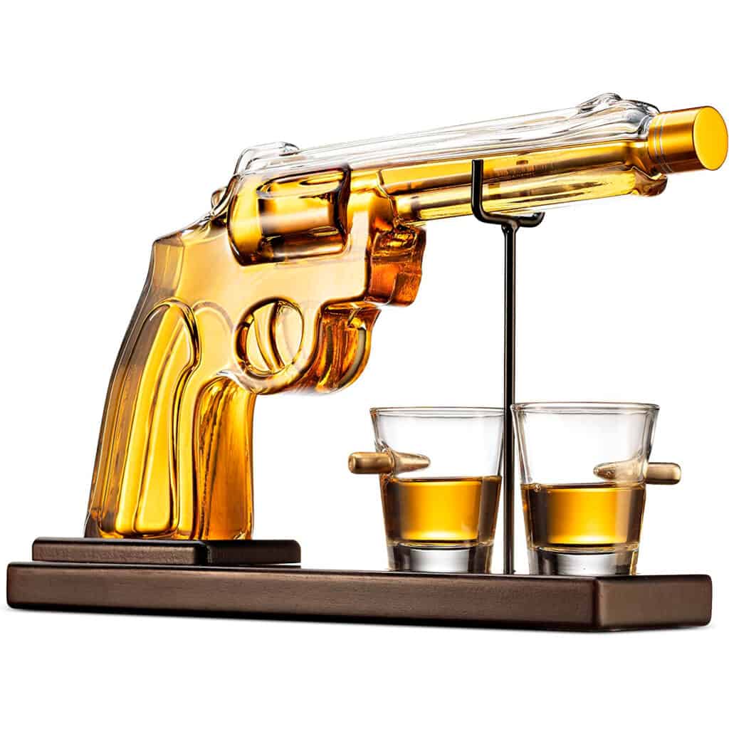 Pistol Gun Whiskey Decanter Set