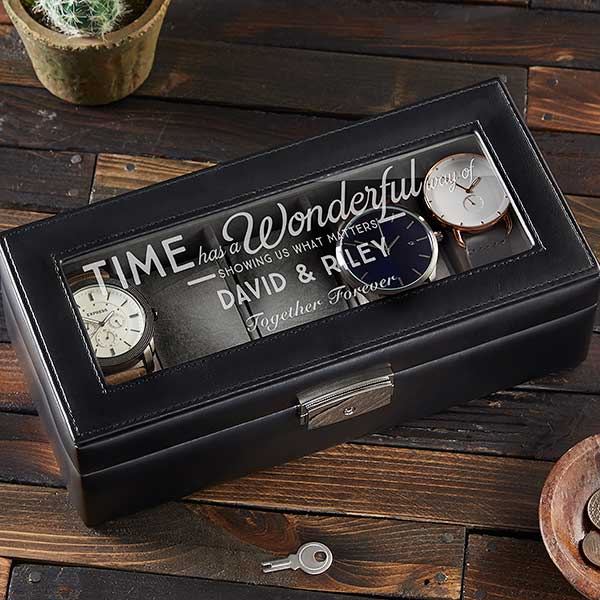 Timeless Message Personalized Leather Watch Box