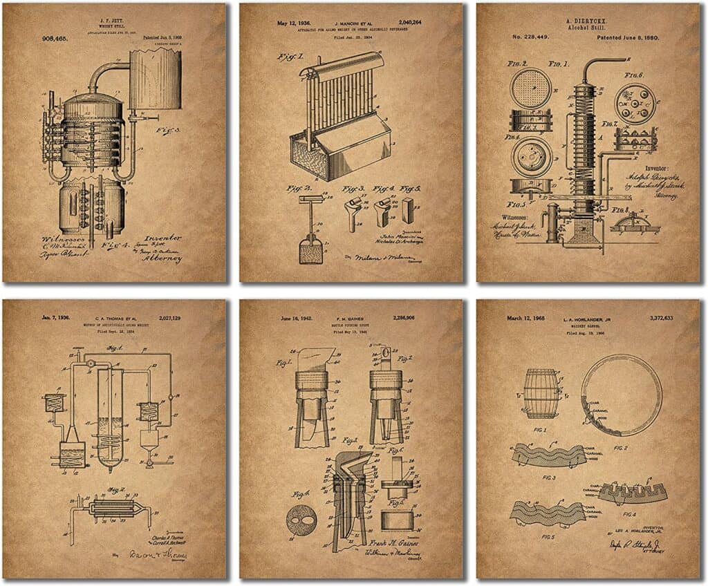 Whiskey Patent Wall Art Prints