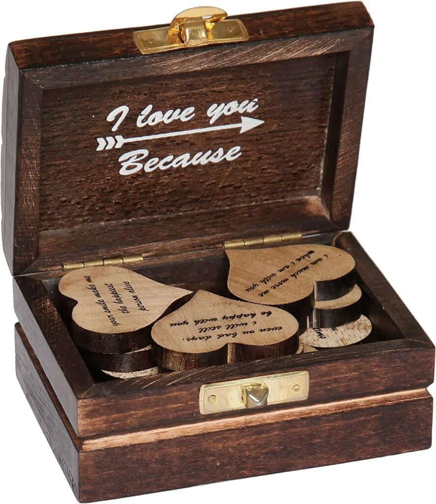 Wooden Love Hearts In A Box