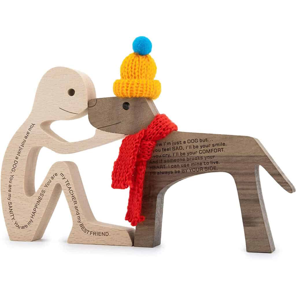 Humen and Dog Wooden Figurine