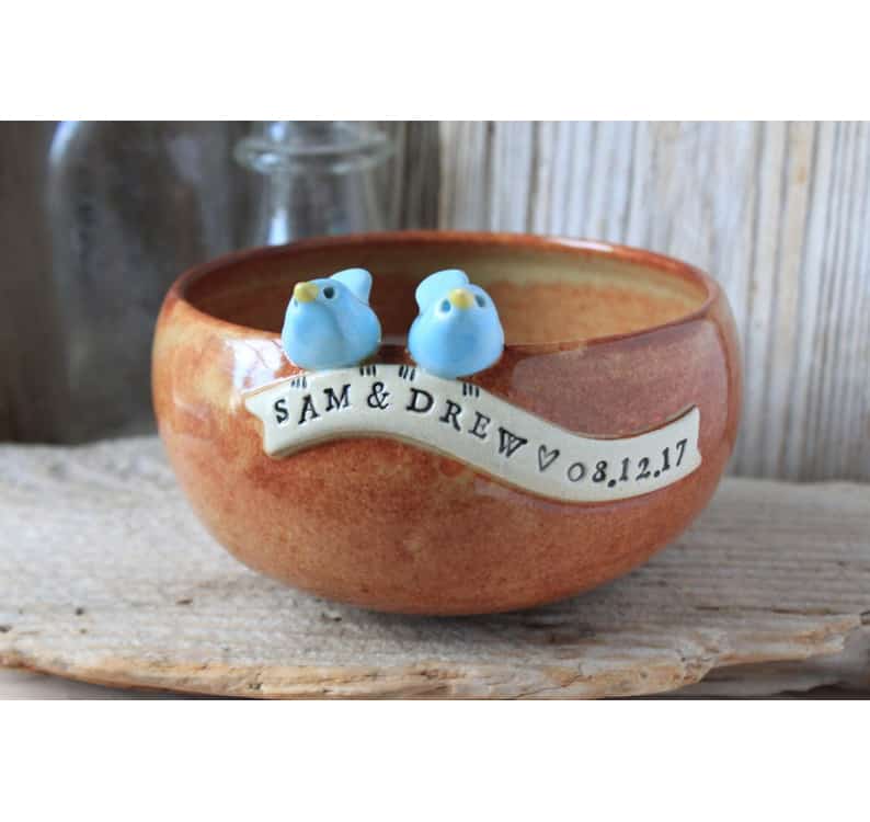 Handmade Custom Love Bird Anniversary Bowl
