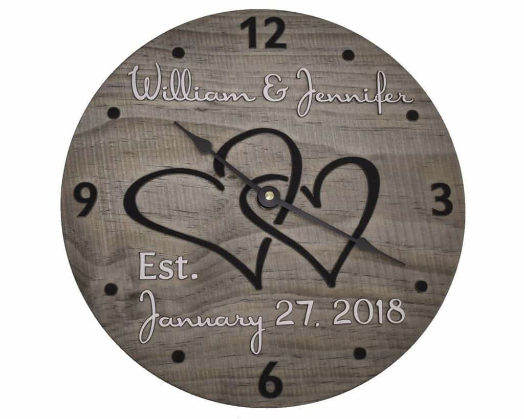 Personalized Wooden Wall Clock for Couples