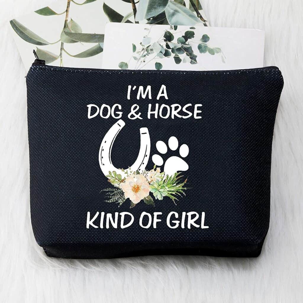 Makeup Bag with Dog and Horse Lover Quote