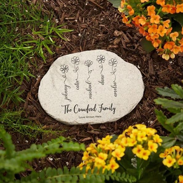Garden Of Love Personalized Round Garden Stones