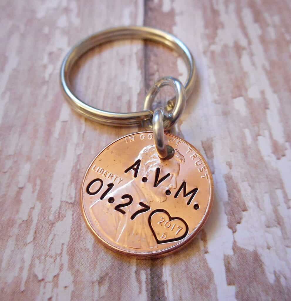 Personalized Lucky Copper Penny Keychain
