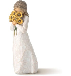 Sculpted Hand-Painted Figure Holding Sunflowers