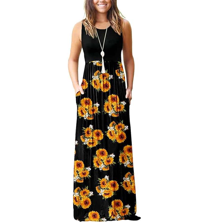 Sunflower Long Dress With Pockets