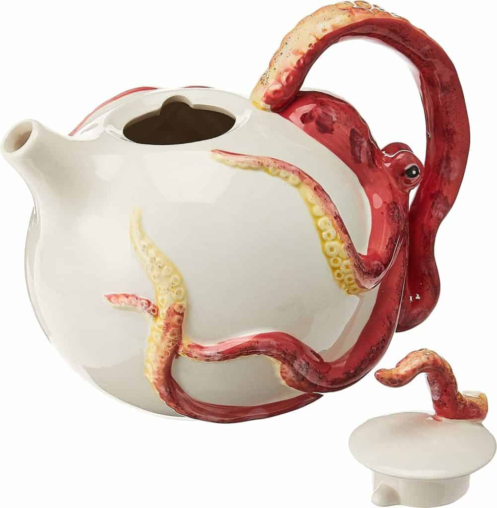 Circular Red Octopus Teapot
