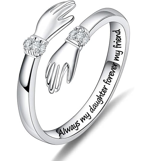 Silver Engraved Hug Ring